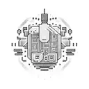 A pixelated video game controller surrounded by celestial elements tattoo design idea