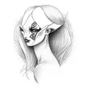 Draw the head of a girl in profile who looks like a demoness, devil, but she will be attractive and beautifu tattoo design idea