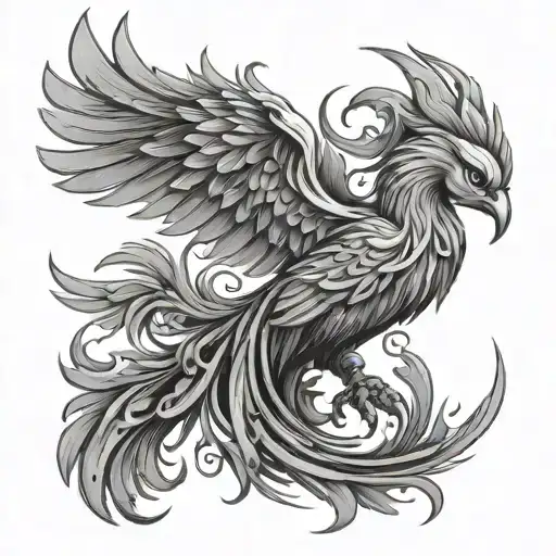 Abstract Phoenix burning tattoo design idea