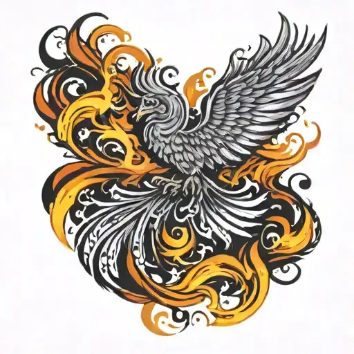 A phoenix in flames. Abstract image with flames and shades. tattoo design idea