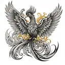 Abstract Phoenix burning tattoo design idea