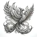 Abstract Phoenix burning tattoo design idea