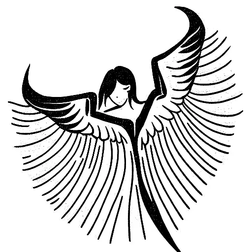 falling angel with one angel wing and one devil wing tattoo design idea