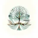 mustard tree with roots and birds tattoo design idea