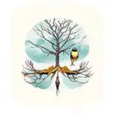 mustard tree with roots and birds tattoo design idea