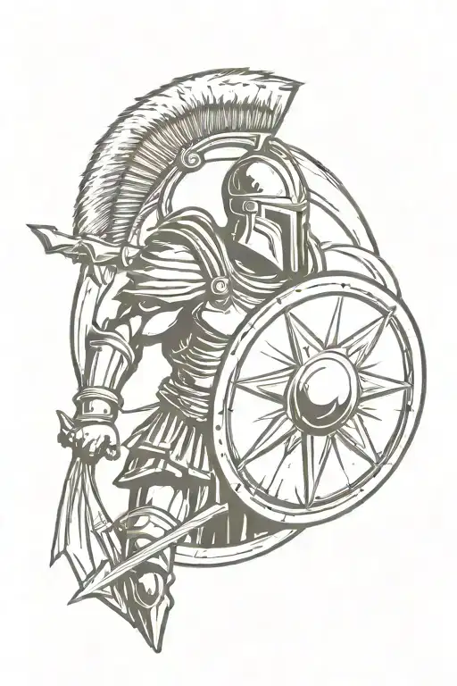 spartan warrior and shield  tattoo design idea