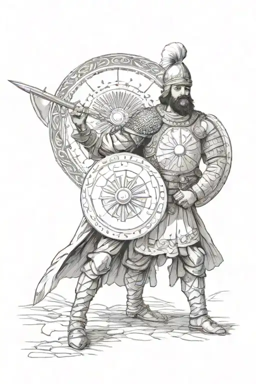 turkish warrior and shield  tattoo design idea