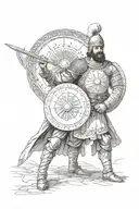 turkish warrior and shield  tattoo design idea