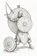 turkish warrior and shield  tattoo design idea