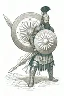 turkish warrior and shield  tattoo design idea
