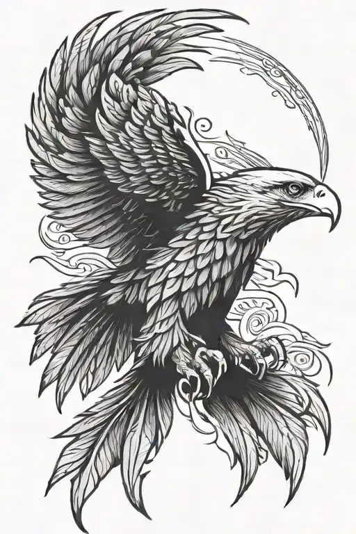 eagle wing on the left tattoo design idea