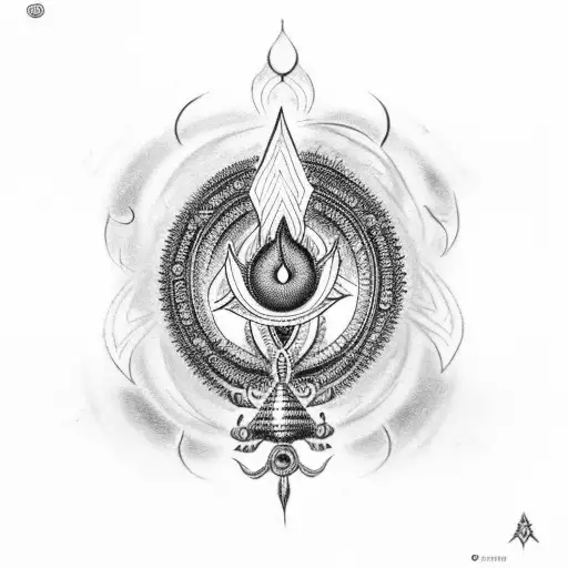 trishul with damru and rudraksha mala  tattoo design idea