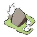 the pokemon absol facing the camera, above a stone tattoo design idea