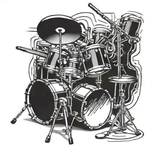 Incorporate a clarinet and drum set into a dynamic music-themed tattoo design tattoo design idea