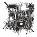Incorporate a clarinet and drum set into a dynamic music-themed tattoo design tattoo design idea