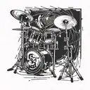 Incorporate a clarinet and drum set into a dynamic music-themed tattoo design tattoo design idea