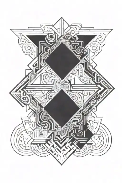 An abstract tattoo design inspired by Stoicism philosophy, incorporating symbols of strength and resilience from Greek mythology tattoo design idea