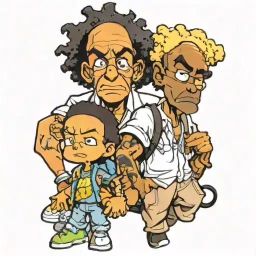 the boondocks Riley Huey and granddad tattoo design idea