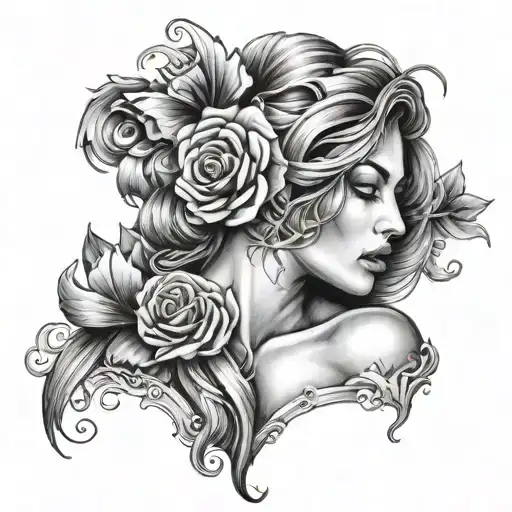 woman, love, strength, pain tattoo design idea