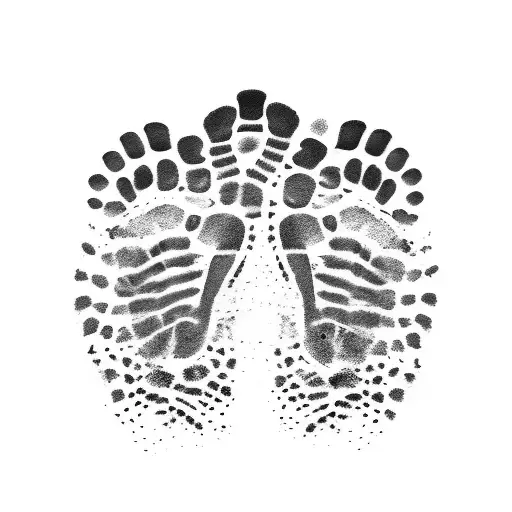 foot print ,handprint, time of birth and date and picture of our lady tattoo design idea