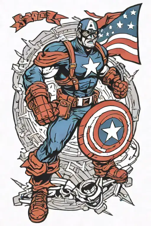 communist captain America tattoo design idea