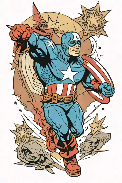 communist captain America tattoo design idea