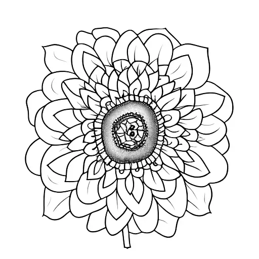 A delicate girasol flower made up of tiny book pages tattoo design idea
