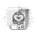 A cassette tape with a heart-shaped spool and musical notes floating around it tattoo design idea