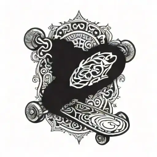 skateboard deck tattoo design idea
