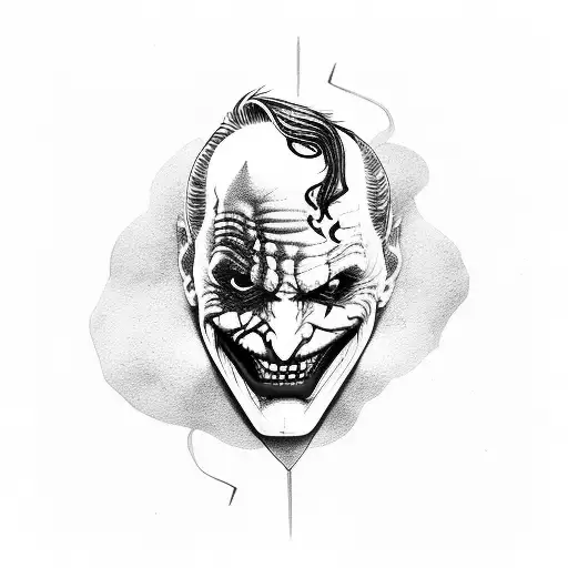 joker takes off mask tattoo design idea