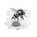 bee on honeycomb tattoo design idea