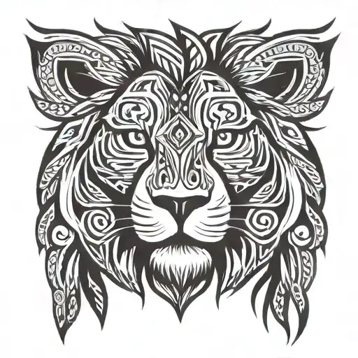 lion with eagle head emerging tattoo design idea