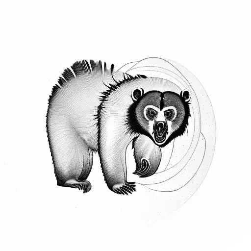 Depict the spectacled bear and the king vulture representing the balance of the terrestrial and tattoo design idea