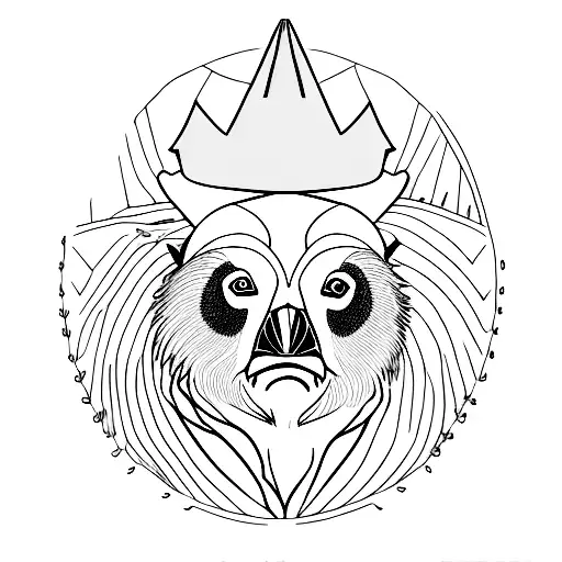 spectacled bear and the king vulture tattoo design idea