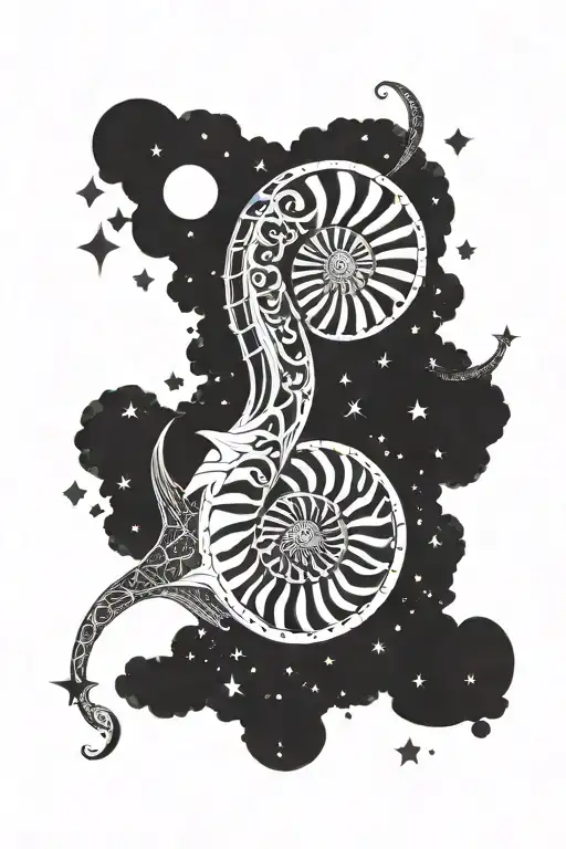 nautilus in the sky filled with stars tattoo design idea