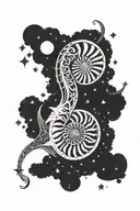 nautilus in the sky filled with stars tattoo design idea
