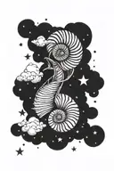 nautilus in the sky filled with stars tattoo design idea