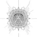 A psychedelic mandala with Catholic symbols incorporated tattoo design idea