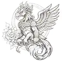 I want a tattoo of a forrest mountain with a indonesian garuda bird flying, but make the garuda the focal point  tattoo design idea