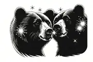 2 bears watching fireworks tattoo design idea