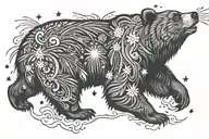 bear watching fireworks tattoo design idea