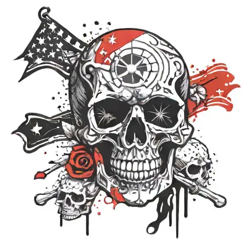 skull and bones flag day of the dead tattoo design idea