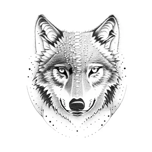 mother wolf head with cubs tattoo design idea