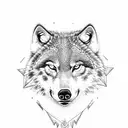 mother wolf head with cubs tattoo design idea