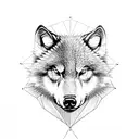 mother wolf head with cubs tattoo design idea