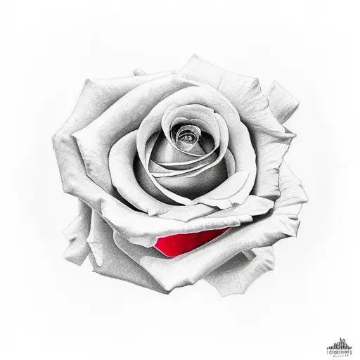 Rose with a red bird  tattoo design idea