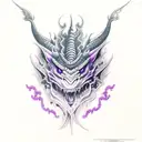 black dragon with purple eyes tattoo design idea