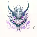 black dragon with purple eyes tattoo design idea