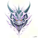 black dragon with purple eyes tattoo design idea