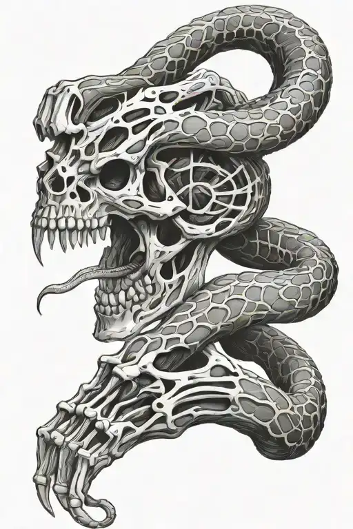 should be around the hand, snake skeleton on the hand tattoo design idea